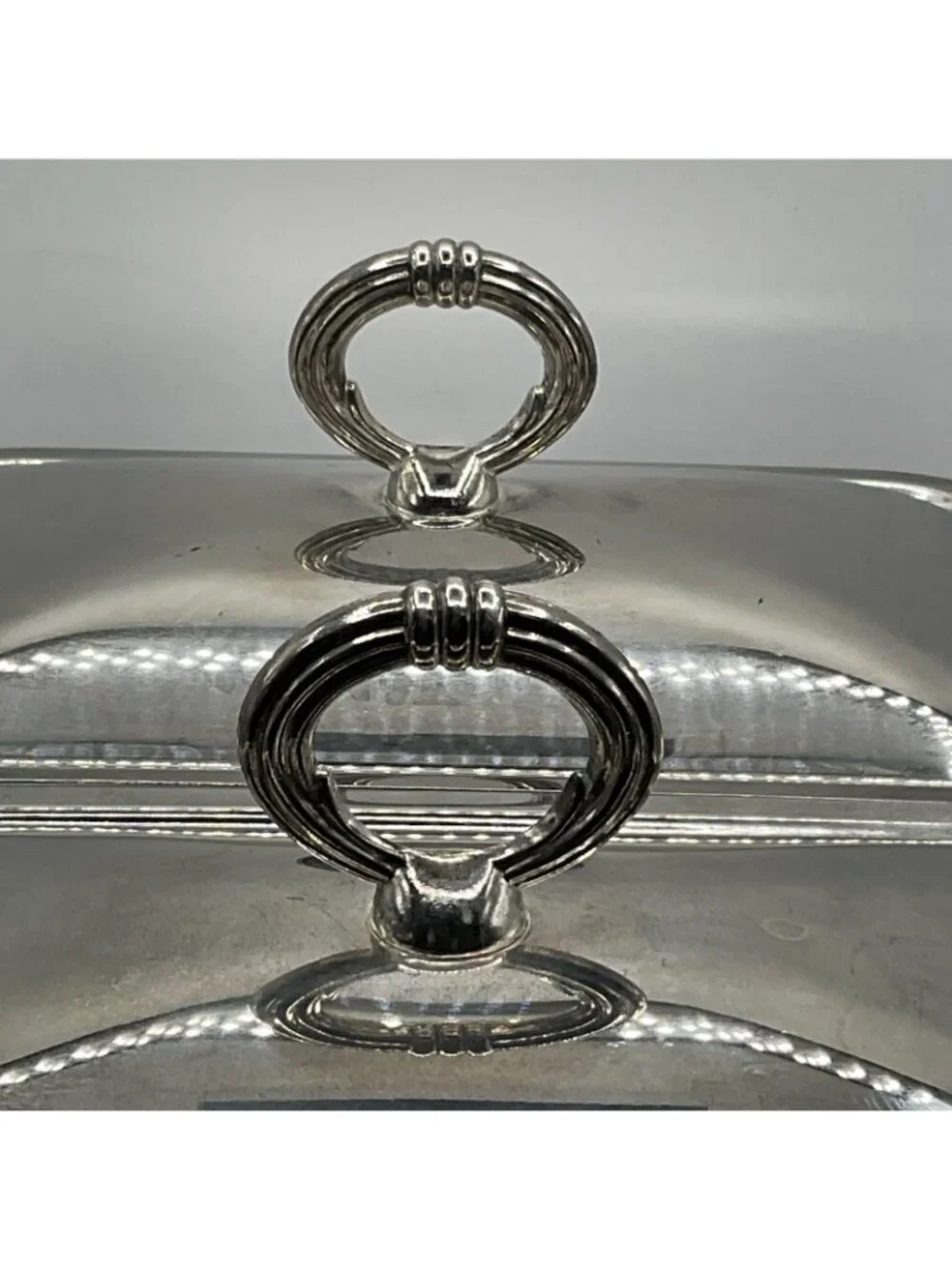 Vintage Silverplate Double Chafing Dish Buffet Server Glass Inserts Ornate Warm